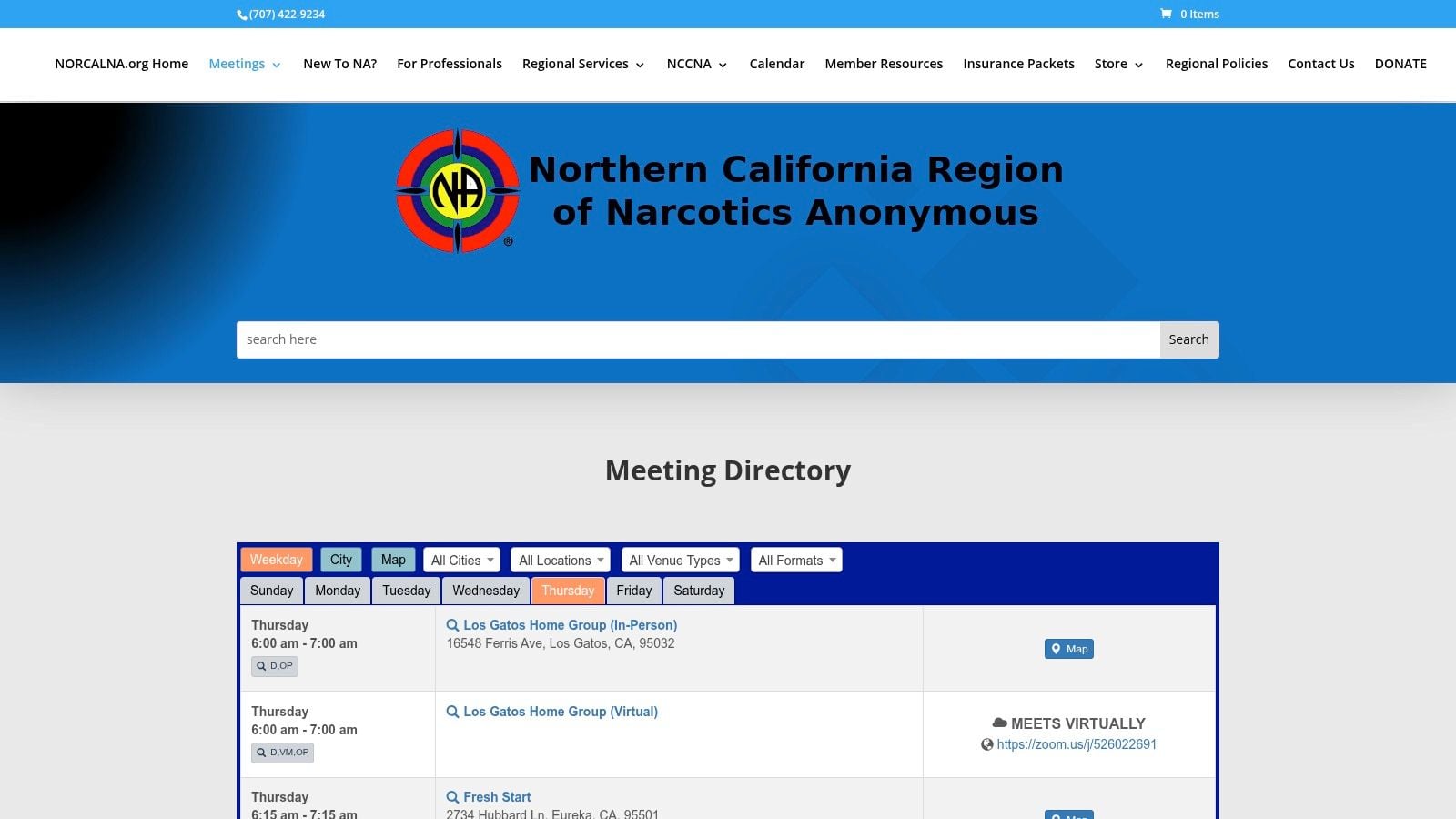 Northern California Region of NA – Meetings