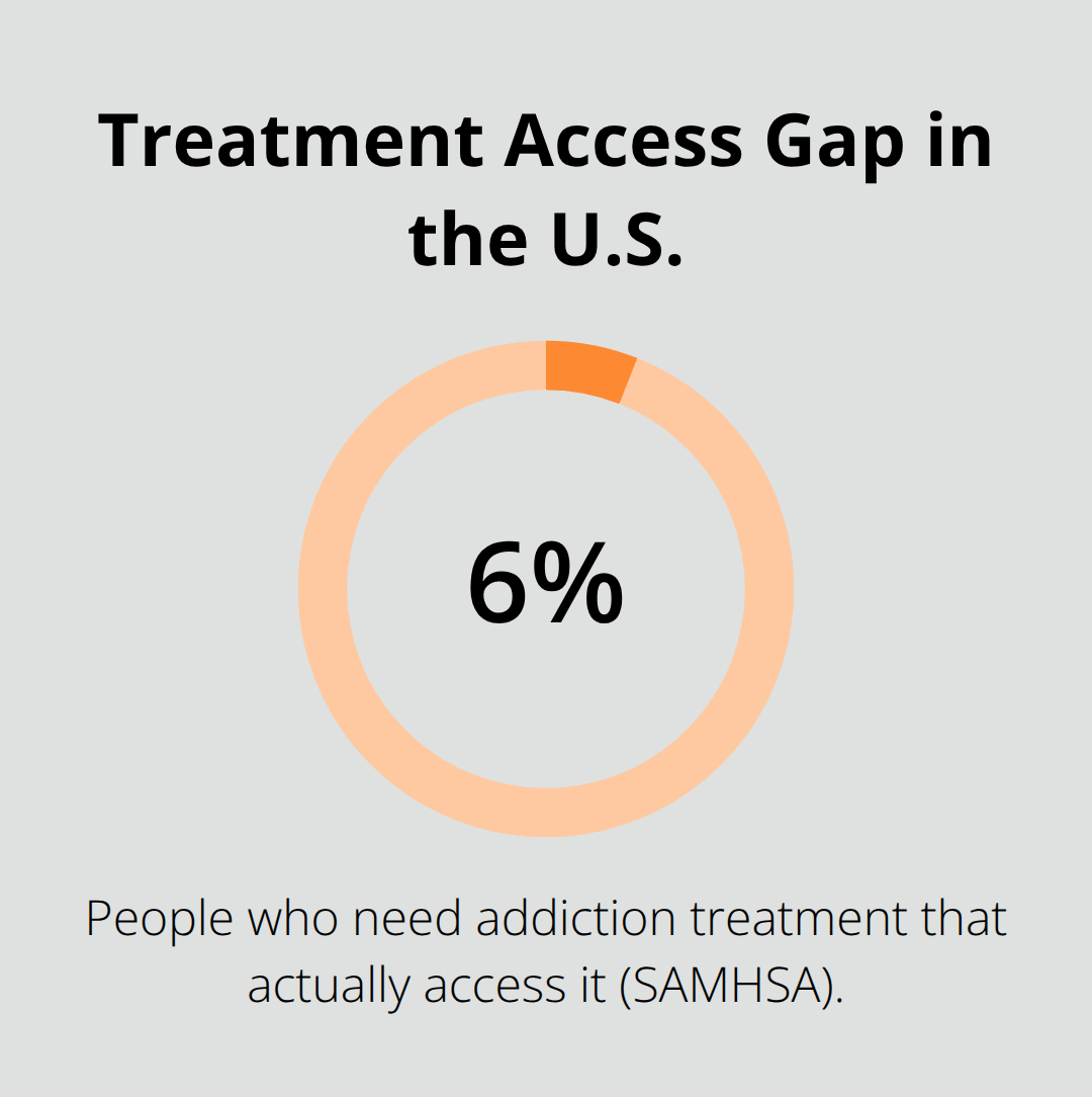 Percentage chart showing the small share of Americans who access needed addiction treatment.