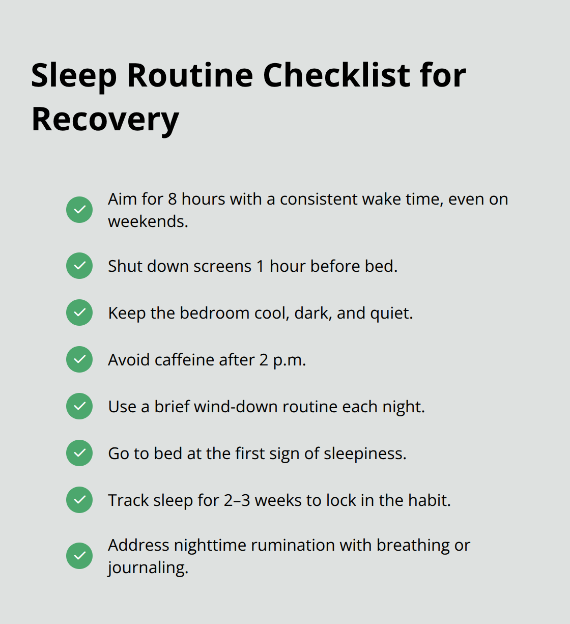 Checklist of sleep hygiene actions that stabilize mood and reduce cravings - how to live sober