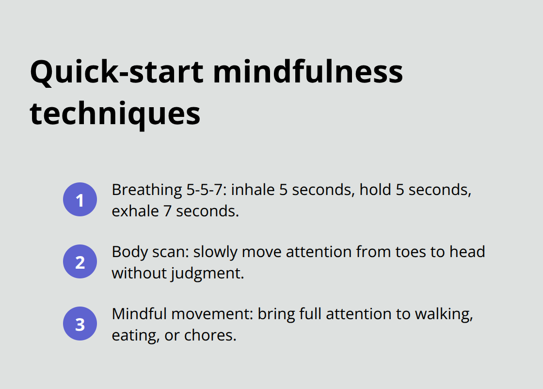 Three simple mindfulness techniques you can use today: breathing, body scan, and mindful movement - mindfulness for sobriety
