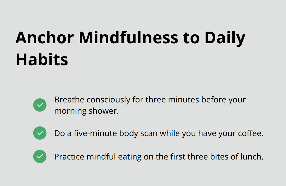 Checklisted examples of habit anchors to keep mindfulness consistent.