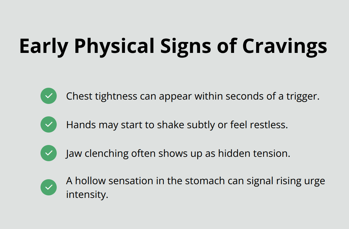 Checklist of common early physical sensations that signal an emerging craving - mindfulness sobriety techniques