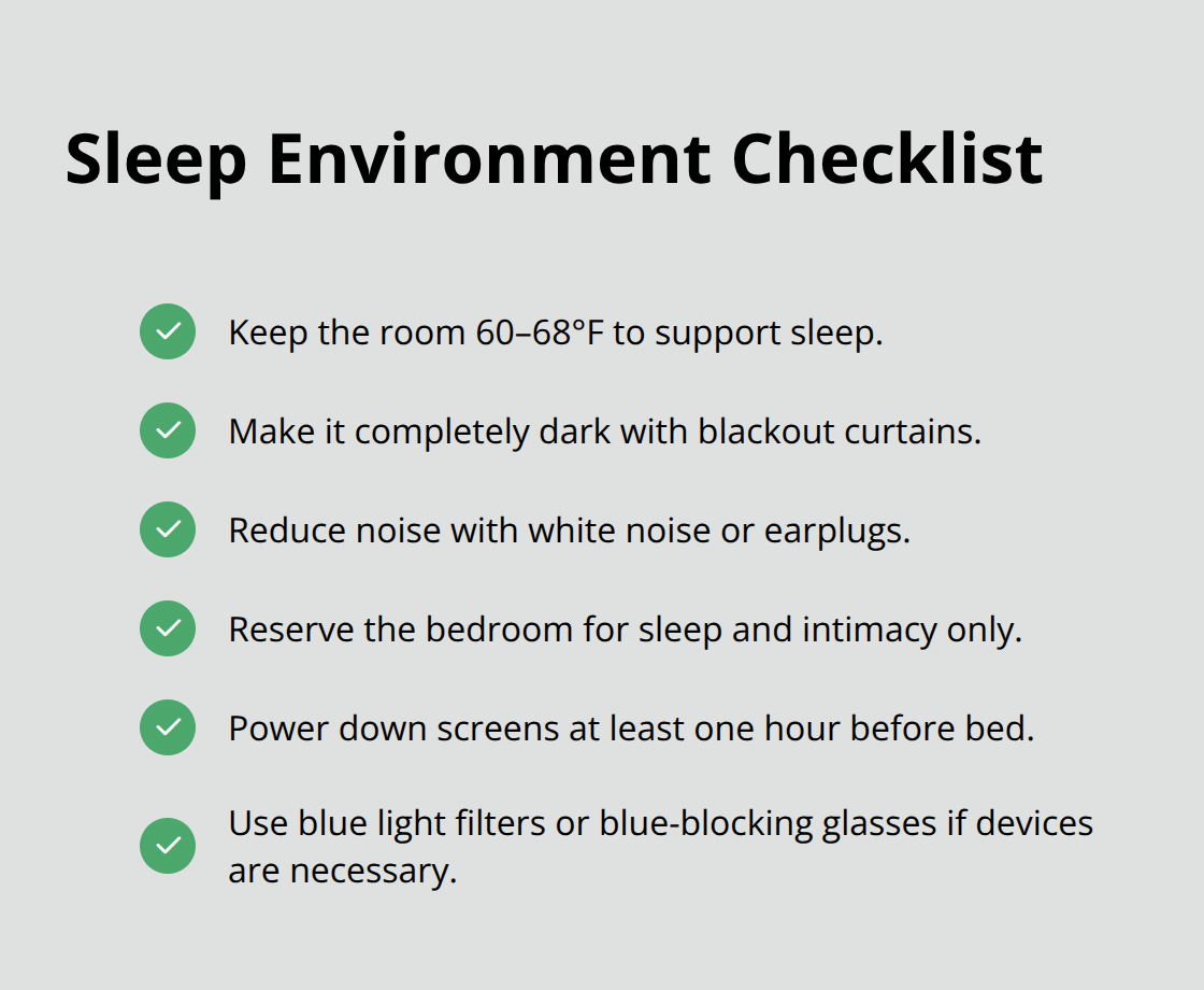Checklist of bedroom and device habits to improve sleep quality during recovery