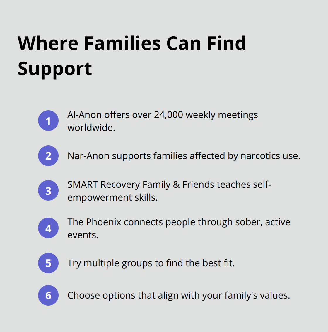 Compact list of family support options and how to choose among them - support networks for families