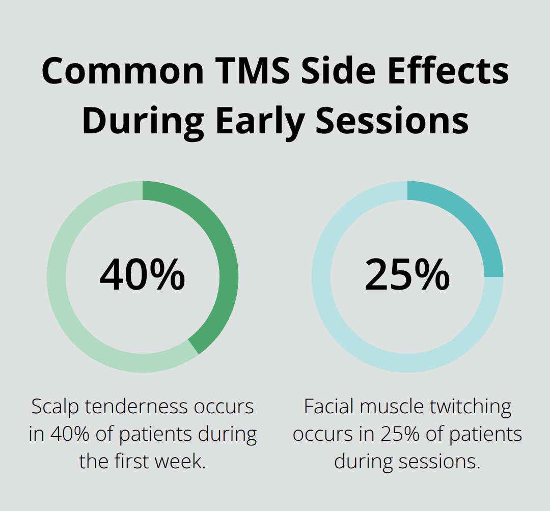 Percentage breakdown of common TMS side effects reported by patients